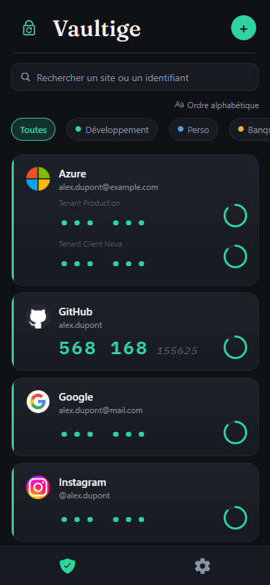 Codes masqués par défaut dans la liste Vaultige, un code révélé d'un tap